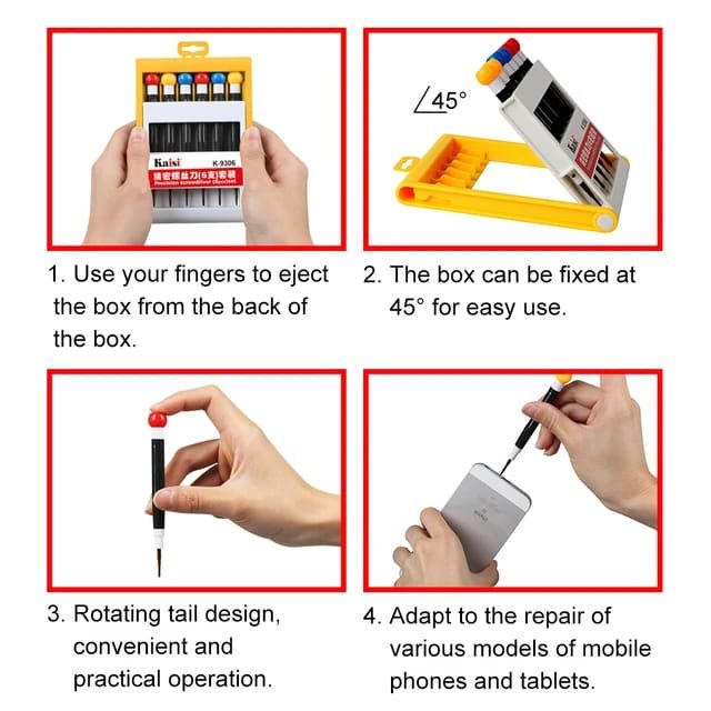 Kaisi-9306 6 in 1 Precision Screwdriver Set